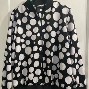 Stylish Black and White Polka Dot Bomber Jacket
